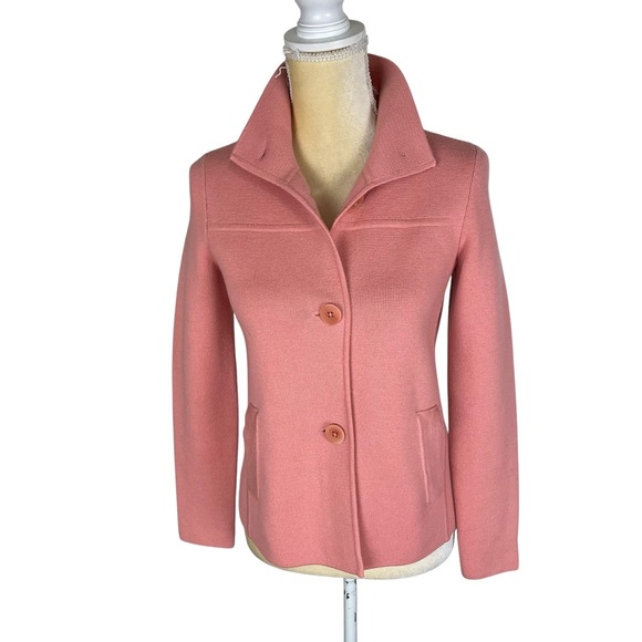 Talbots Jackets & Blazers - Talbots Coral Pink Merino Wool 2-Button Notched Collar Cardigan Blazer Size P